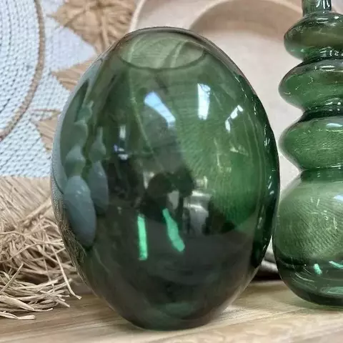 FLORERO de Vidrio Verde L 30x32 CM - comprar online