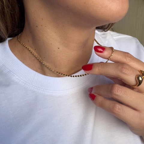 Colar Chapas Redondas Lisas (G) - Dourada - comprar online