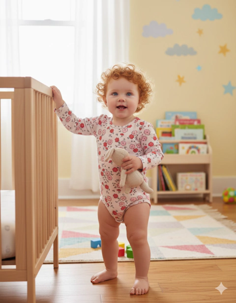 Body Floral para beba Naranjo-mangas largas - comprar online