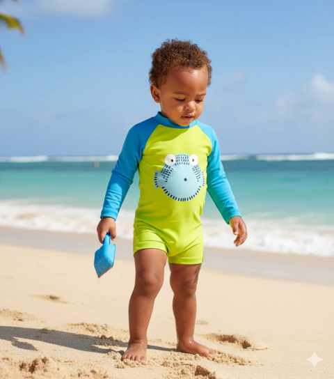 Enterito Bebé Varón UV Combinado con Estampa – Mangas Largas - comprar online