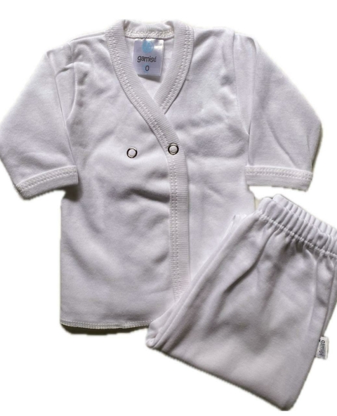 Batita y ranita de algodón blanco-gamisé