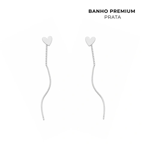 Brinco Coração Passante Banho Prata