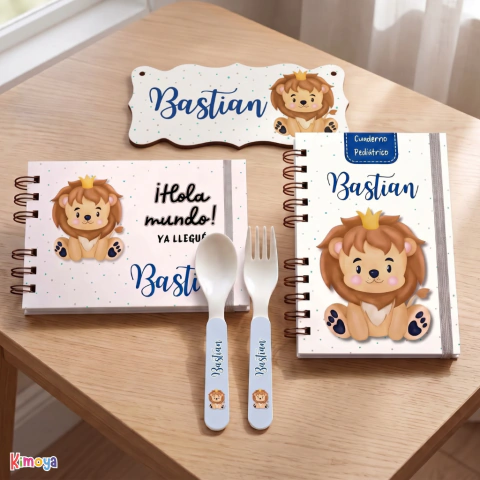 Pack Nacimiento - Cartel Bienvenida + Cuaderno Pediátrico + Album de Recuerdos del Bebe
