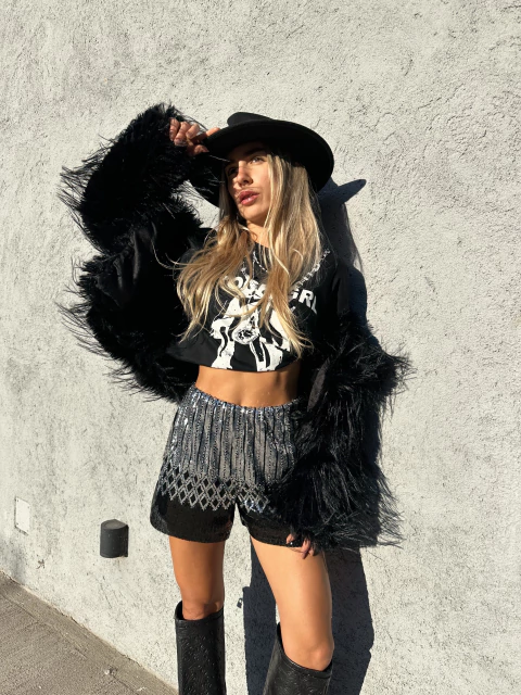 Short lentejuelas - Morocco - plata en blanco o negro - comprar online