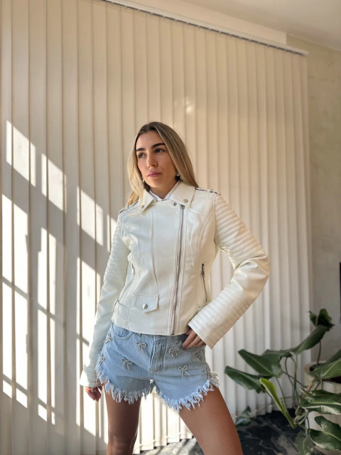 Campera cuero - Rider - blanca - comprar online