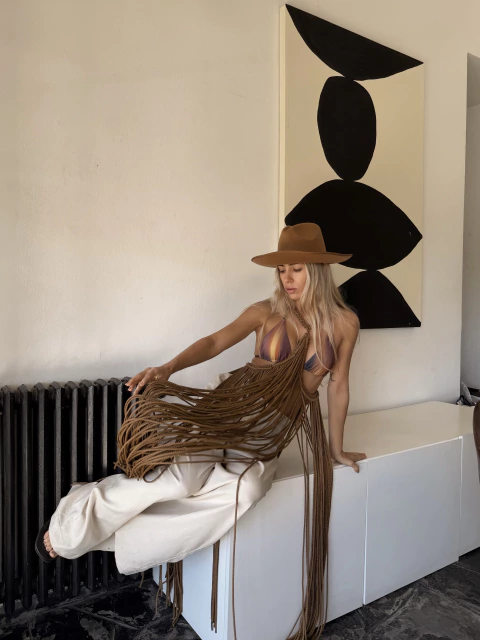 Vestido macrame - Santorini - Almendra - - comprar online