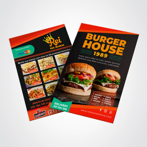 Folheto Couchê 80gr 10x14 cm - 4/0 - Frente Colorida e verso Branco