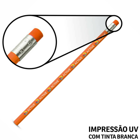 Lápis de Escrever Personalizado Com Borracha - Laranja
