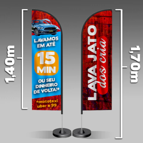 Wind Banner Completo 1,7 m — Kit Profissional com Haste, Bandeira Oxford e Base Estável