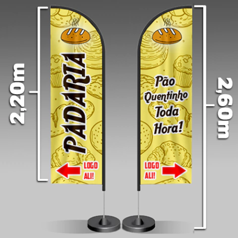 Wind Banner Completo 2,6 m — Kit Profissional com Haste, Bandeira Oxford e Base Estável