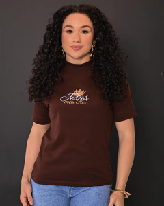 Blusa Gola Alta Jesus Meu Rei - Marrom
