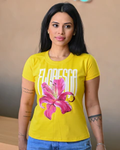 Tshirt Algodão Premium Floresça - Amarela