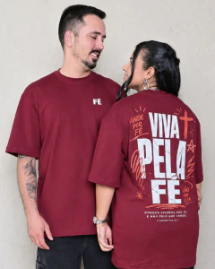 Camiseta Oversized Premium Fé - Marsala