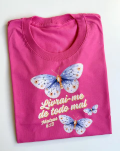 Tshirt Algodão Premium Livrai-me - Rosa