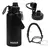 Garrafa Térmica 1000ml Aço Inox 304 Gelo 24h Quente 12h Com Alça Paracord Cor Preta-j252