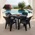 Conjunto Mesa Quadrada Com 4 Cadeiras Plástico Preto
