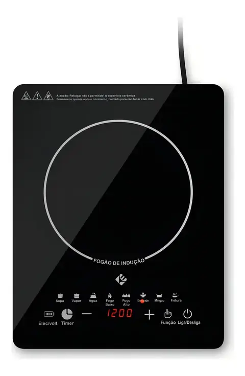 Cooktop De Indução 1 Boca Preto Com Trava De Segurança Painel Touch Screen | Voltagem: 127V |
