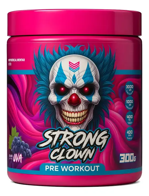 Pré-Treino Strong Clown com Cafeína e Beta Alanina Sabor Uva para Energia e Foco