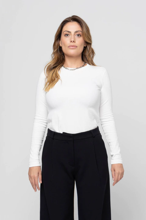 Camiseta Canelada Manga Longa Feminina - comprar online