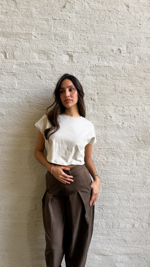 Remera Crop Beige