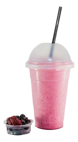 Vaso Frappe Descartable 600cc C/tapa Domo Cristal X 100 Un