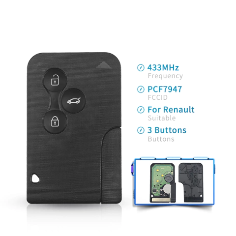 Llave Telemando Completo Tarjeta Megane2 Id46 Pcf7947 433mhz - comprar online