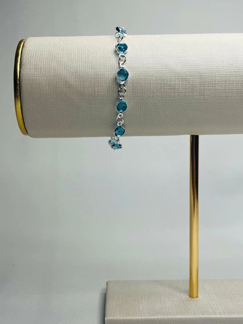 Pulseira Tiffany Azul - Folheada a Prata 925