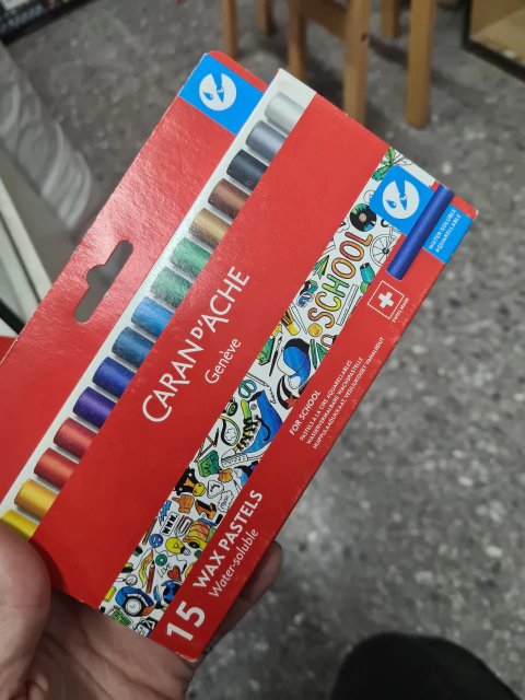 Pasteles Cera Caran Dache School X 15 Unidades acuarelables - comprar online