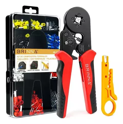 Kit Pinza Crimpeadora Brinna + 1200 Terminales Tiff Tubular HB-105 - comprar online