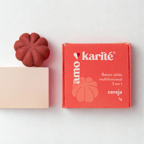 Batom Sólido Multifuncional 3 em 1 - Cereja - Amokarité