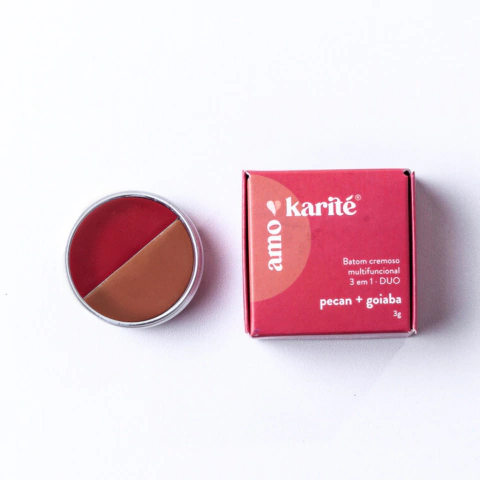 Duo Batom Cremoso 3 em 1 Pecan + Goiaba | Natural e Vegano
