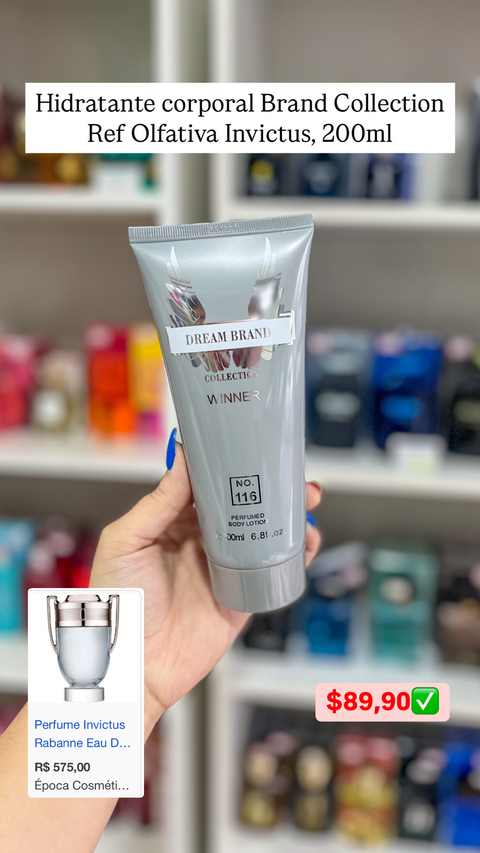 Hidratante corporal masculino Brand Collection Ref. olfativa Invictus - 200ml - comprar online