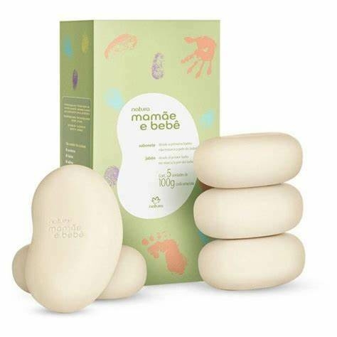Caixa com 5 sabonetes mamãe e bebê - 100g cada.