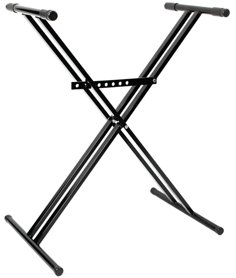 Soporte Mesa Tipo Tijera Teclado Piano Doble Reforzada Regulable Negro