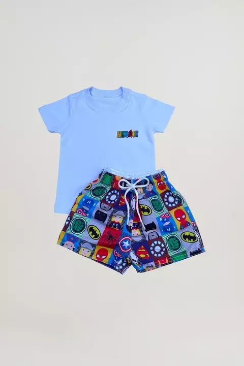Conjunto Masculino Camisa LEÃO (BRANCO) + Short Mauricinho Tactel