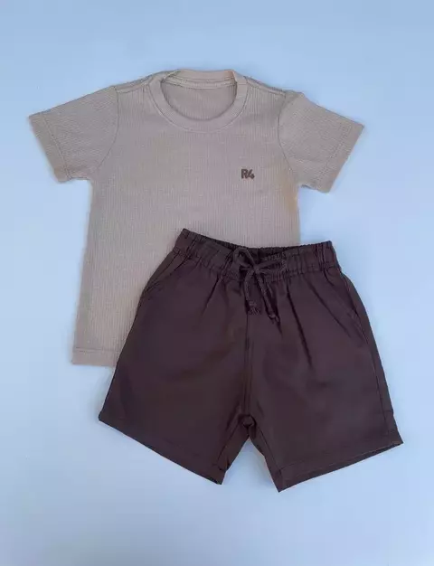 Conjunto Algodão TRICOT + SHORT BRIM (MARROM)