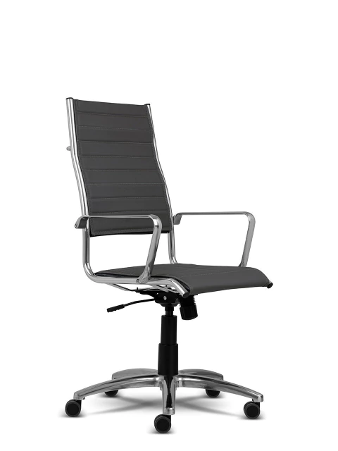 Cadeira Giratória Arch Alta - Estrutura Cromada e Courvin Titanium - comprar online