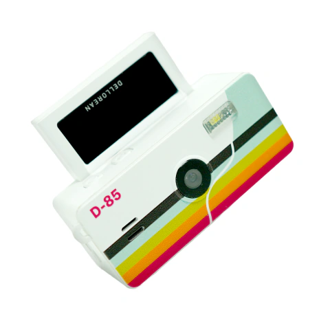 Mini Camara Digital Dellorean D85 Pantalla Rebatible Llavero Retro