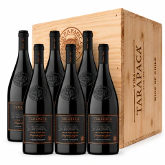 VINHO TARAPACA GRAN RESERVA ETIQUETA NEGRA CABERNET SAUVIGNON 750 ML - KIT 06 UN CAIXA DE MADEIRA