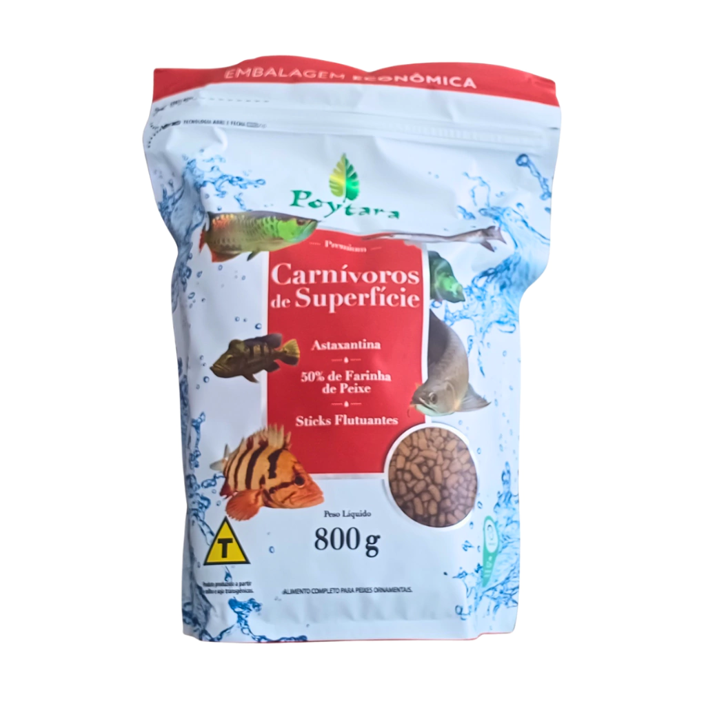 RACAO POYTARA CARNIVOROS DE SUPERFICIE 800G (BAG)
