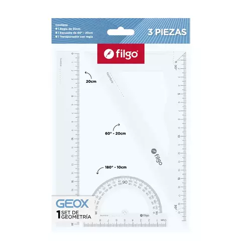 12 Sets De Geometría Filgo Geox 20 Cm 3 Piezas En Caja - comprar online