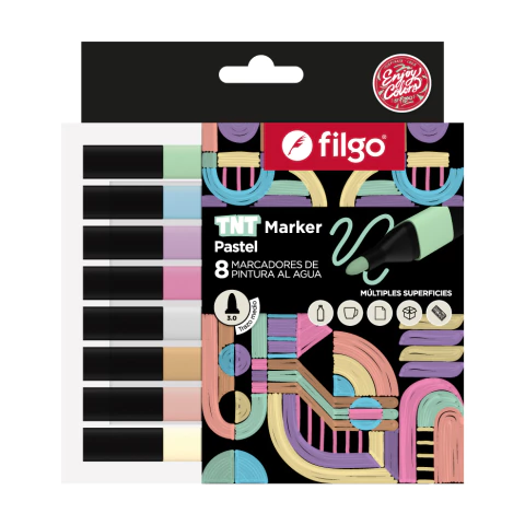 Marcadores Filgo Tnt Pintura Al Agua X 8 Colores Pastel - comprar online
