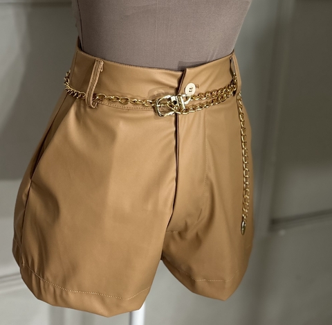 Short Couro Caramelo