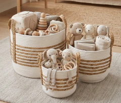 Canasto de Fibras Orgánicas Nº25 SETx3 NATURAL/BLANCO - tienda online