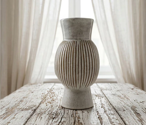 Jarrón de Cerámica Line Blanco 20 cm