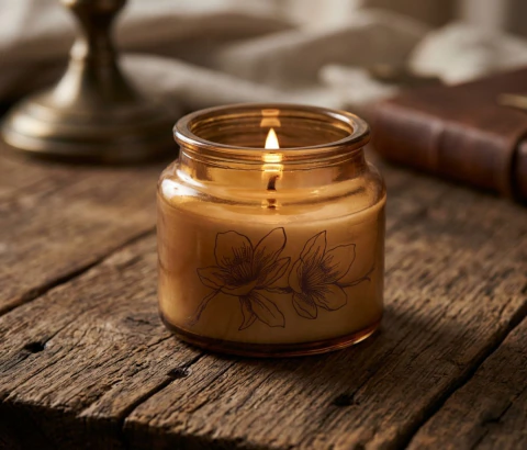 Vela de Vidrio de Soja Aromática 70gr Floral Aroma Mimosa Ámbar
