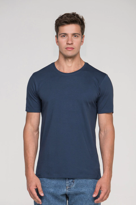 Camiseta Básica Algodão Egípcio Azul - comprar online