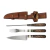 Set Asador Artesanal Torneado Cuchillo Tenedor Chaira Hoja 16cm