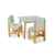 Kit mesa infantil Toy com duas cadeiras verde, ideal para crianças, com estrutura de madeira e acabamento resistente.