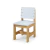 Cadeira Infantil Pooh em madeira natural com assento e encosto azuis, design moderno e estrutura reforçada, ideal para uso em quartos, salas de brinquedos e áreas de estudo infantis